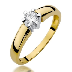 Zaręczynowy pierścionek z Brylantem 0,23ct z żółtego/białego złota pr.585
